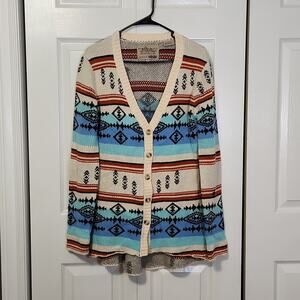 Powder River Outfitters Women's Long Line Button Front Cardigan Size Med Western